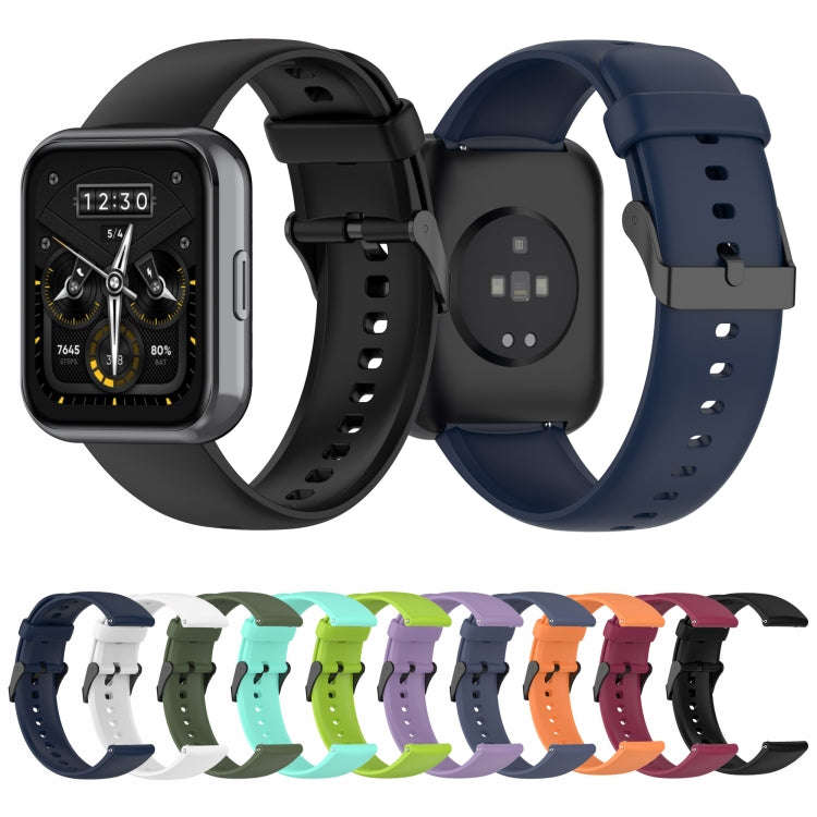 For Realme Watch 3 Solid Color Soft Silicone Watch Band(Dark Green)
