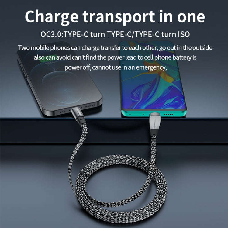 3A USB-C/Type-C to USB-C/Type-C Elbow Fast Charge Data Cable, Length:2m(Grey)