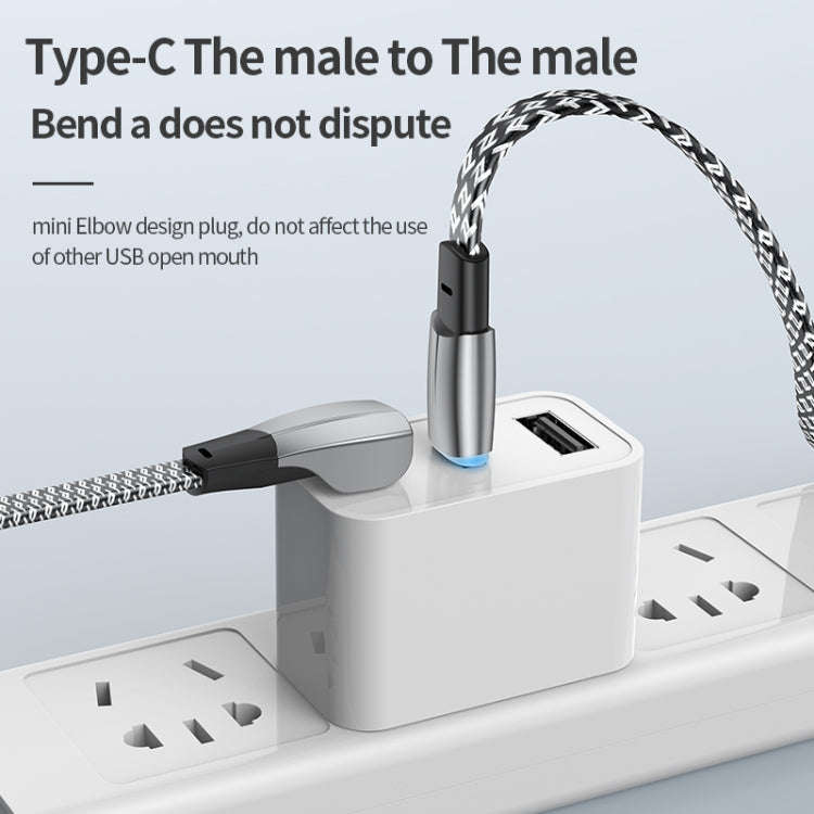 3A USB-C/Type-C to USB-C/Type-C Elbow Fast Charge Data Cable, Length:2m(Grey)