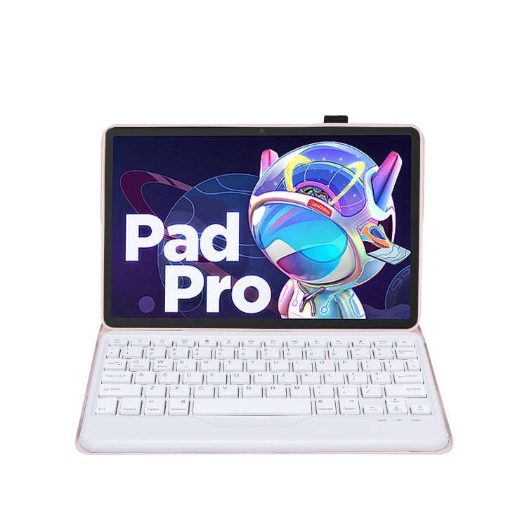 AM18-B Bluetooth Keyboard Leather Case For Lenovo XiaoXin Pad Pro 2022 11.2 inch(Pink)