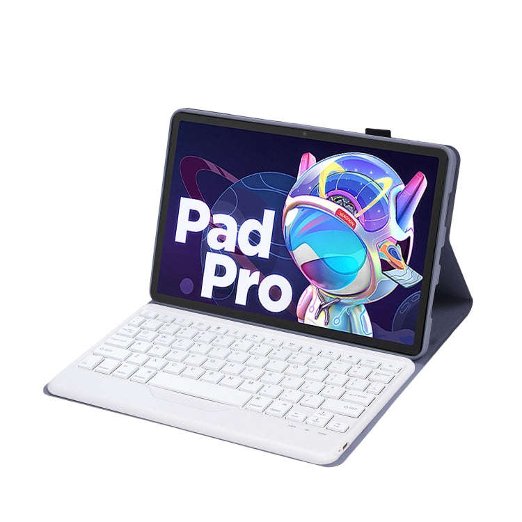 AM18-B Bluetooth Keyboard Leather Case For Lenovo XiaoXin Pad Pro 2022 11.2 inch(Blue)