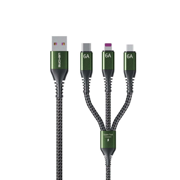 WEKOME WDC-170 Raython Series 6A 3 in 1 USB to 8 Pin+Type-C+Micro USB Fast Charge Data Cable Leng...