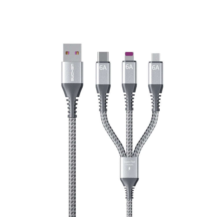 WEKOME WDC-170 Raython Series 6A 3 in 1 USB to 8 Pin+Type-C+Micro USB Fast Charge Data Cable Leng...