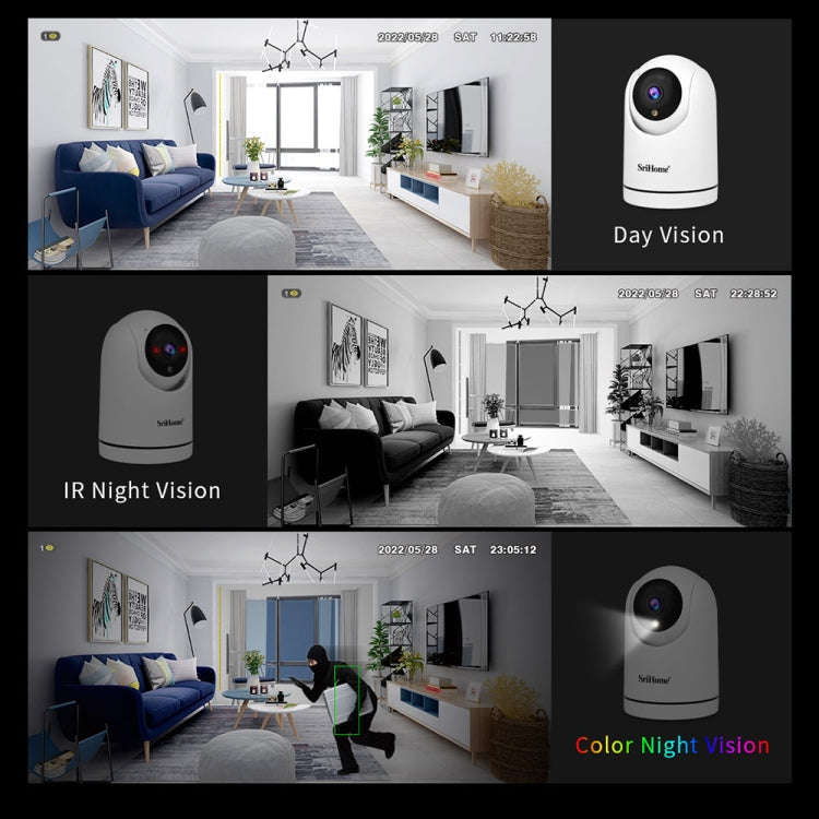SriHome SH042 2.0MP 1080P HD AI WiFi Pan-tilt Surveillance Camera(EU Plug)