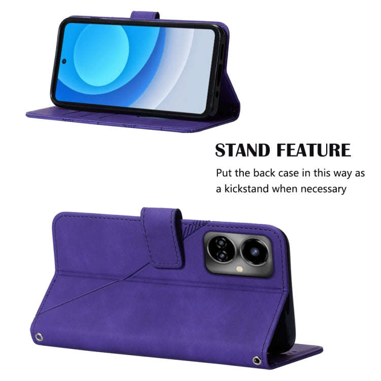 For Tecno Camon 19 Crossbody 3D Embossed Flip Leather Phone Case(Purple)