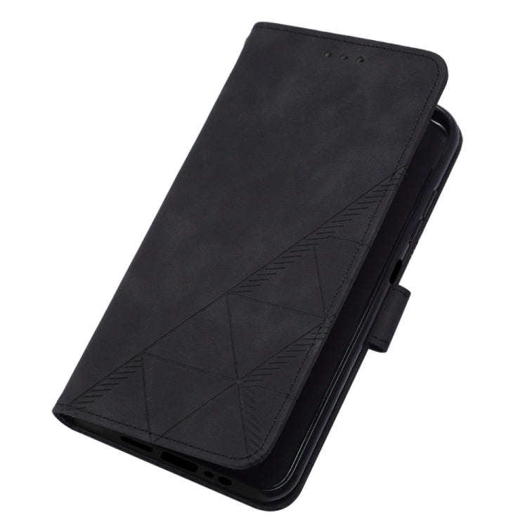 For ZTE Blade A72 Crossbody 3D Embossed Flip Leather Phone Case(Black)