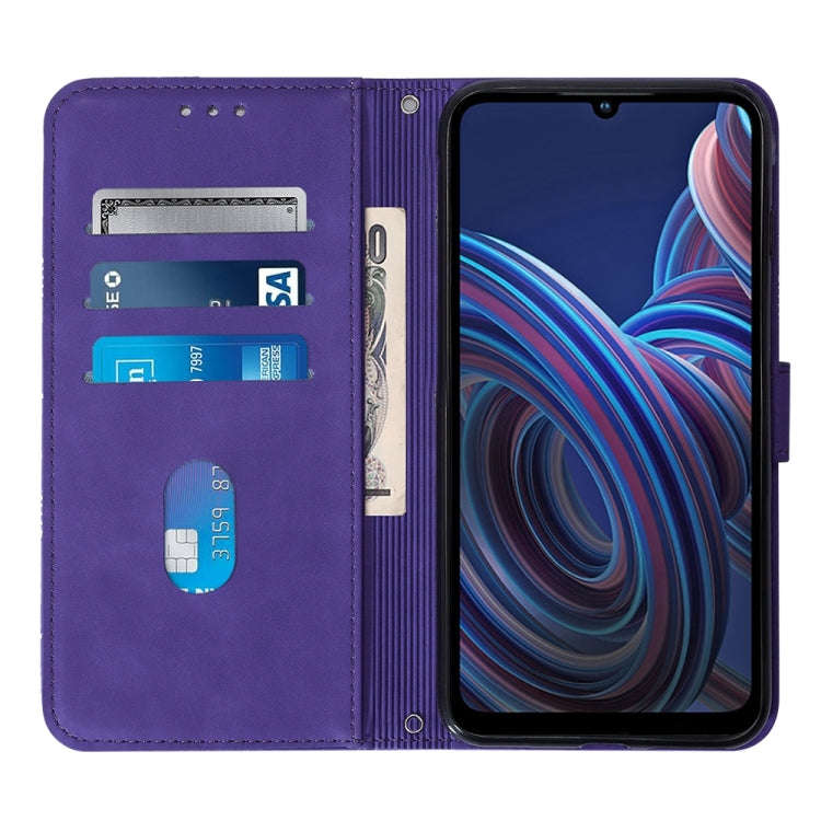 For ZTE Blade A72 Crossbody 3D Embossed Flip Leather Phone Case(Purple)