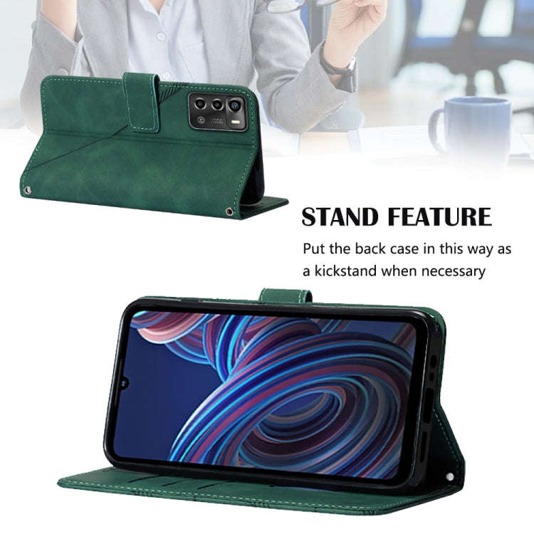For ZTE Blade A72 Crossbody 3D Embossed Flip Leather Phone Case(Purple)