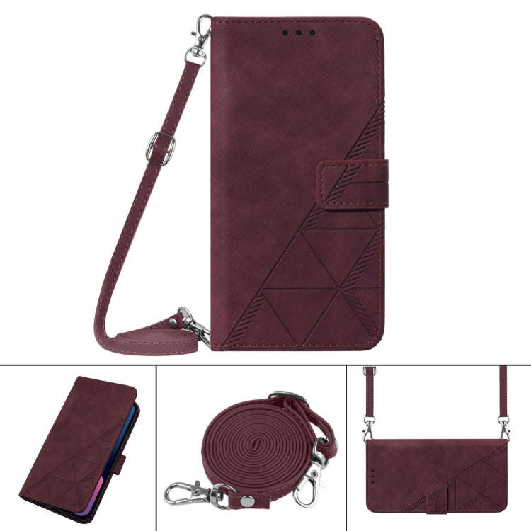 For OnePlus 10T 5G Global Crossbody 3D Embossed Flip Leather Phone Case(Wine Red)