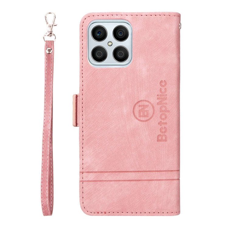 For Honor X8 BETOPNICE Dual-side Buckle Leather Phone Case(Pink)