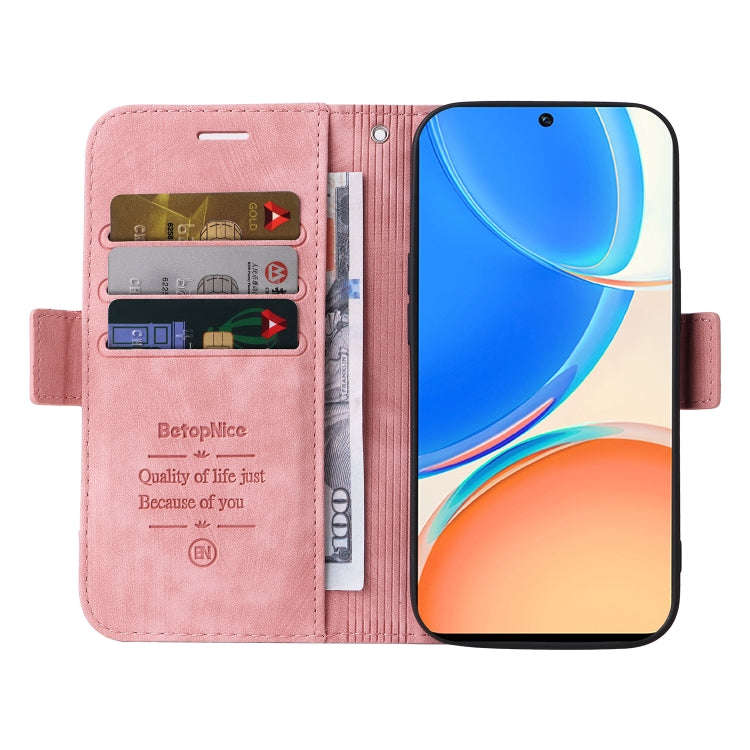 For Honor X8 BETOPNICE Dual-side Buckle Leather Phone Case(Pink)