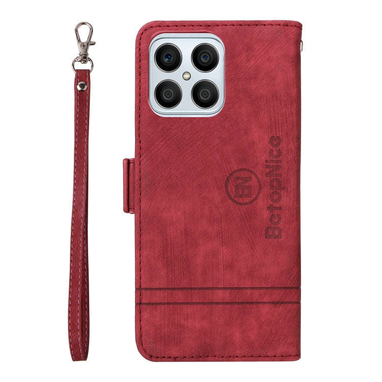 For Honor X8 BETOPNICE Dual-side Buckle Leather Phone Case(Red)