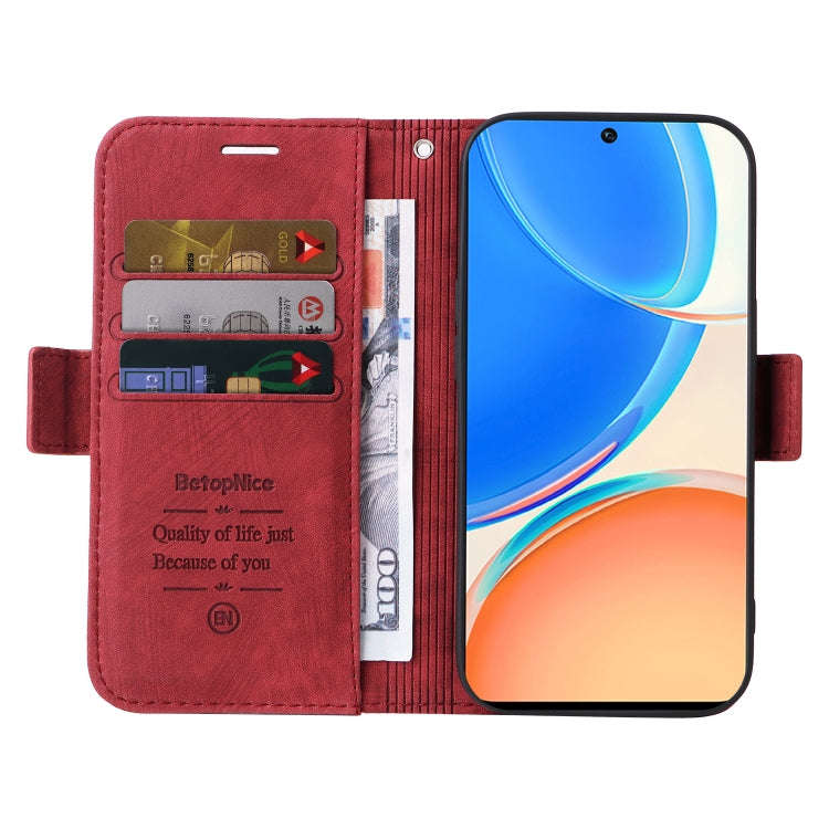 For Honor X8 BETOPNICE Dual-side Buckle Leather Phone Case(Red)