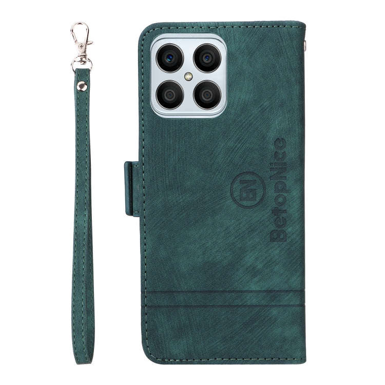 For Honor X8 BETOPNICE Dual-side Buckle Leather Phone Case(Green)