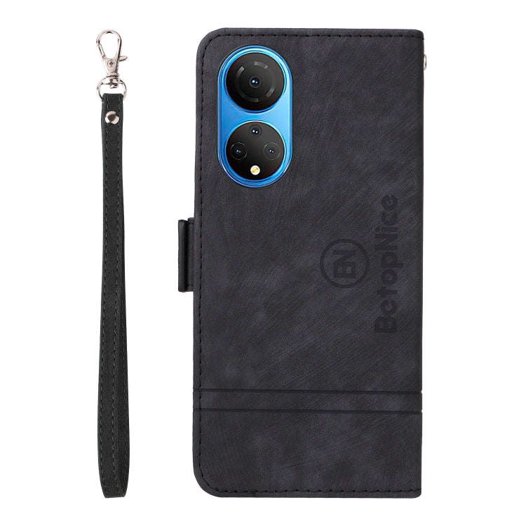 For Honor X7 BETOPNICE Dual-side Buckle Leather Phone Case(Black)