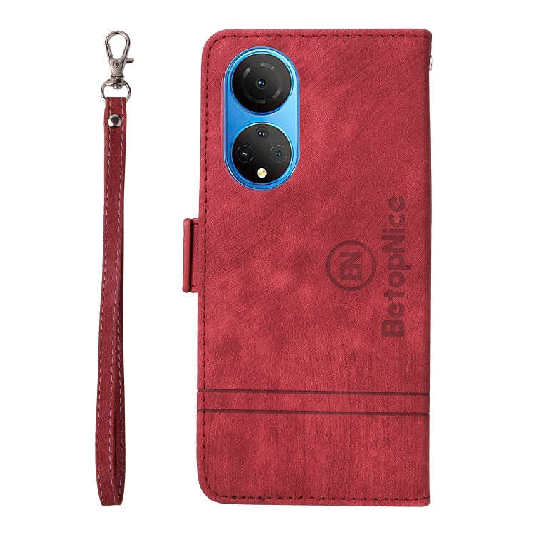 For Honor X7 BETOPNICE Dual-side Buckle Leather Phone Case(Red)