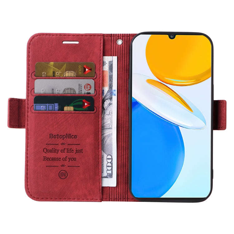 For Honor X7 BETOPNICE Dual-side Buckle Leather Phone Case(Red)