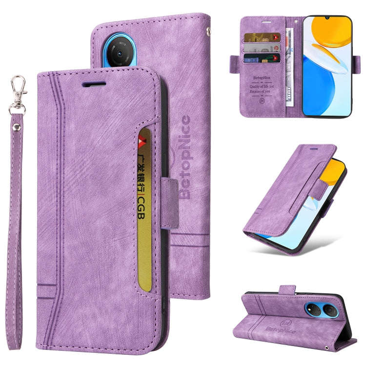 For Honor X7 BETOPNICE Dual-side Buckle Leather Phone Case(Purple)
