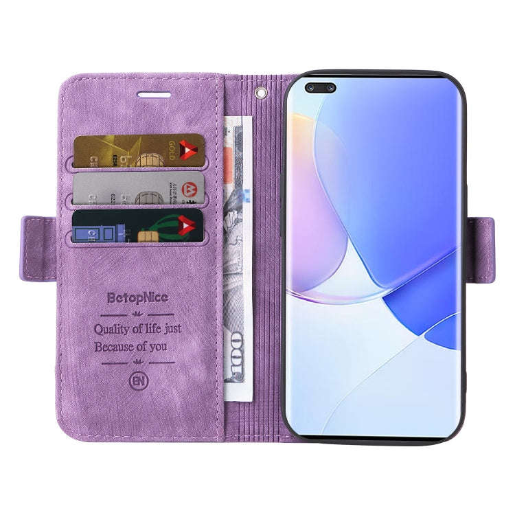 For Huawei nova 9 Pro BETOPNICE Dual-side Buckle Leather Phone Case(Purple)
