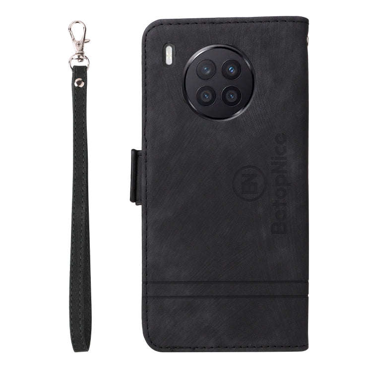 For Huawei nova 8i BETOPNICE Dual-side Buckle Leather Phone Case(Black)
