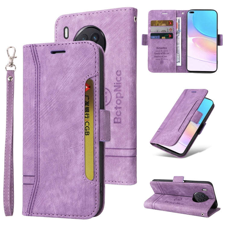 For Huawei nova 8i BETOPNICE Dual-side Buckle Leather Phone Case(Purple)