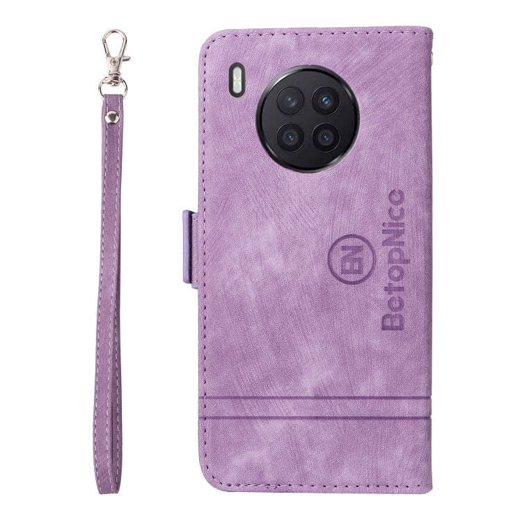 For Huawei nova 8i BETOPNICE Dual-side Buckle Leather Phone Case(Purple)
