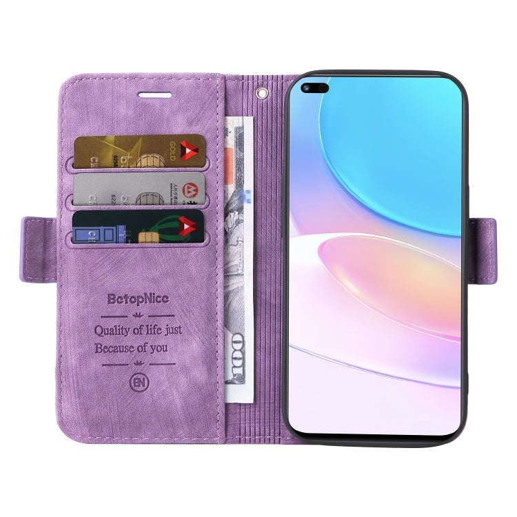For Huawei nova 8i BETOPNICE Dual-side Buckle Leather Phone Case(Purple)