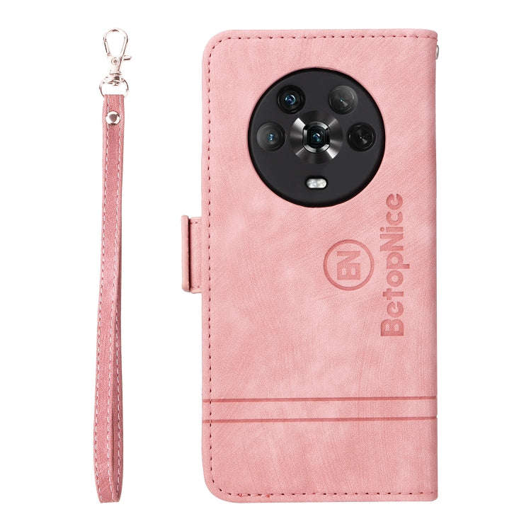 For Honor Magic4 BETOPNICE Dual-side Buckle Leather Phone Case(Pink)