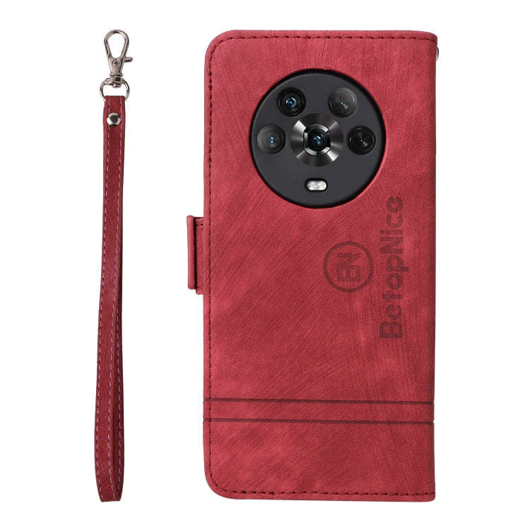 For Honor Magic4 BETOPNICE Dual-side Buckle Leather Phone Case(Red)