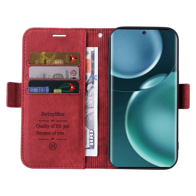 For Honor Magic4 BETOPNICE Dual-side Buckle Leather Phone Case(Red)