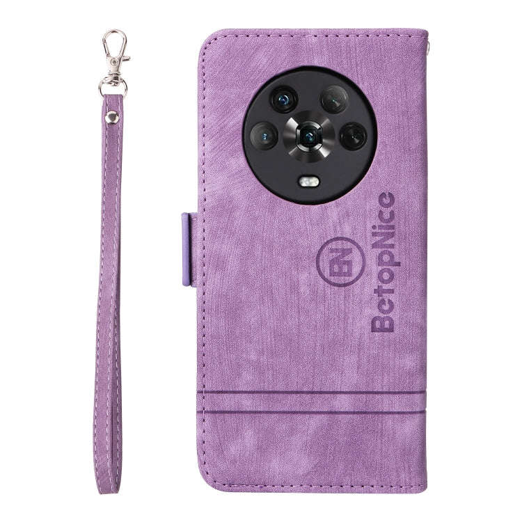 For Honor Magic4 BETOPNICE Dual-side Buckle Leather Phone Case(Purple)