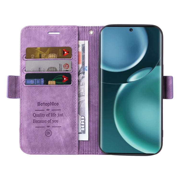 For Honor Magic4 BETOPNICE Dual-side Buckle Leather Phone Case(Purple)