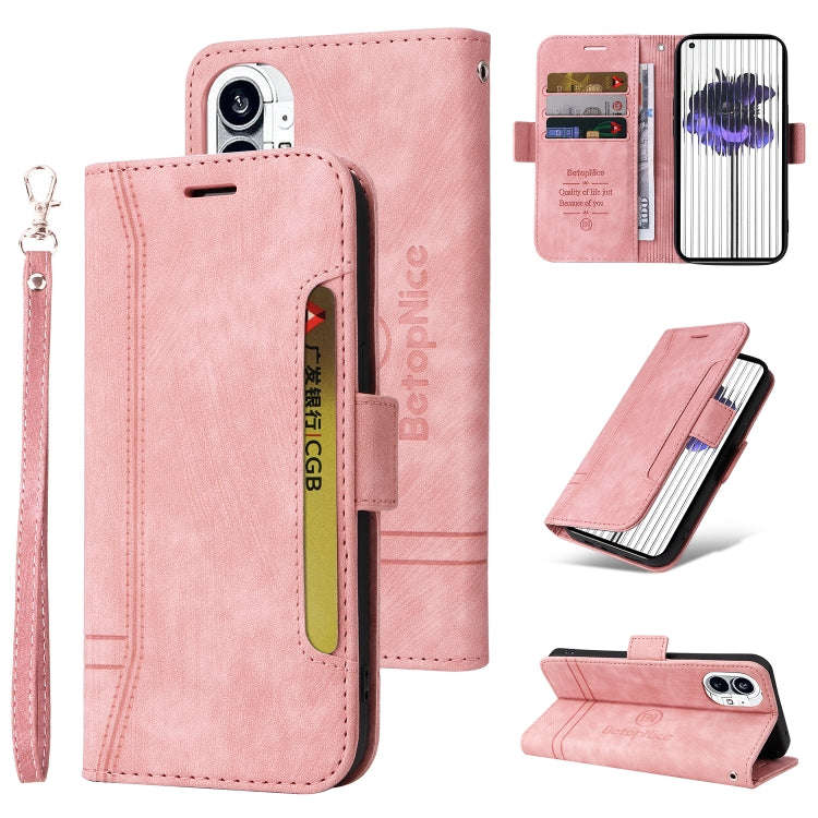 For Nothing Phone 1 BETOPNICE Dual-side Buckle Leather Phone Case(Pink)