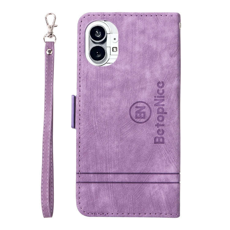 For Nothing Phone 1 BETOPNICE Dual-side Buckle Leather Phone Case(Purple)