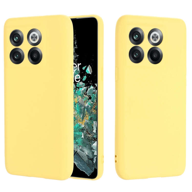 For OnePlus 10T 5G / ACE Pro Pure Color Liquid Silicone Shockproof Phone Case(Yellow)