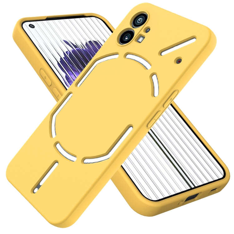 For Nothing Phone 1 Pure Color Liquid Silicone Shockproof Phone Case(Yellow)