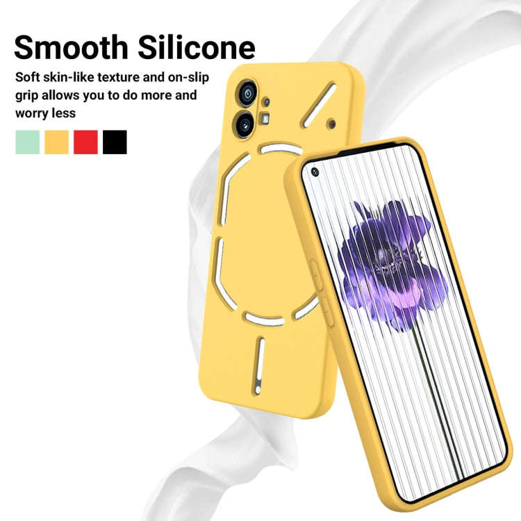 For Nothing Phone 1 Pure Color Liquid Silicone Shockproof Phone Case(Yellow)