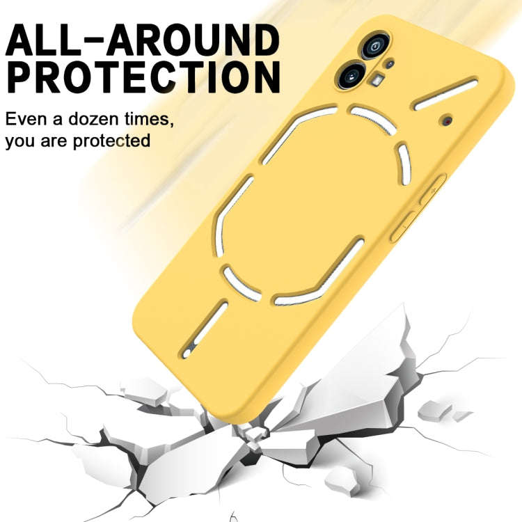 For Nothing Phone 1 Pure Color Liquid Silicone Shockproof Phone Case(Yellow)