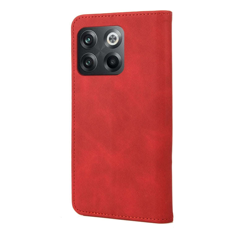 For OnePlus 10T Skin Feel Splicing Leather Phone Case(Red)