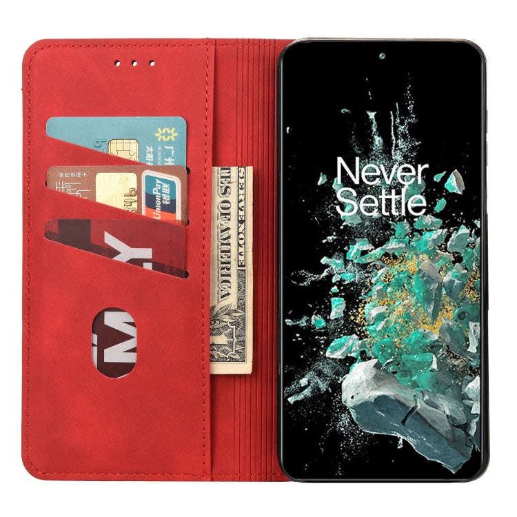 For OnePlus 10T Skin Feel Splicing Leather Phone Case(Red)