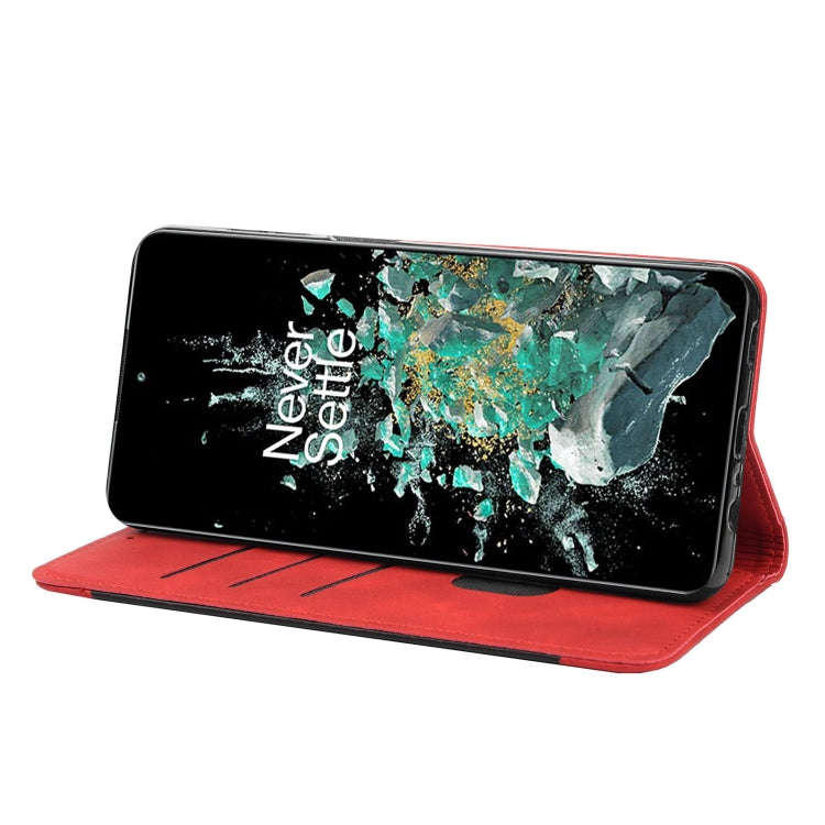 For OnePlus 10T Skin Feel Splicing Leather Phone Case(Red)