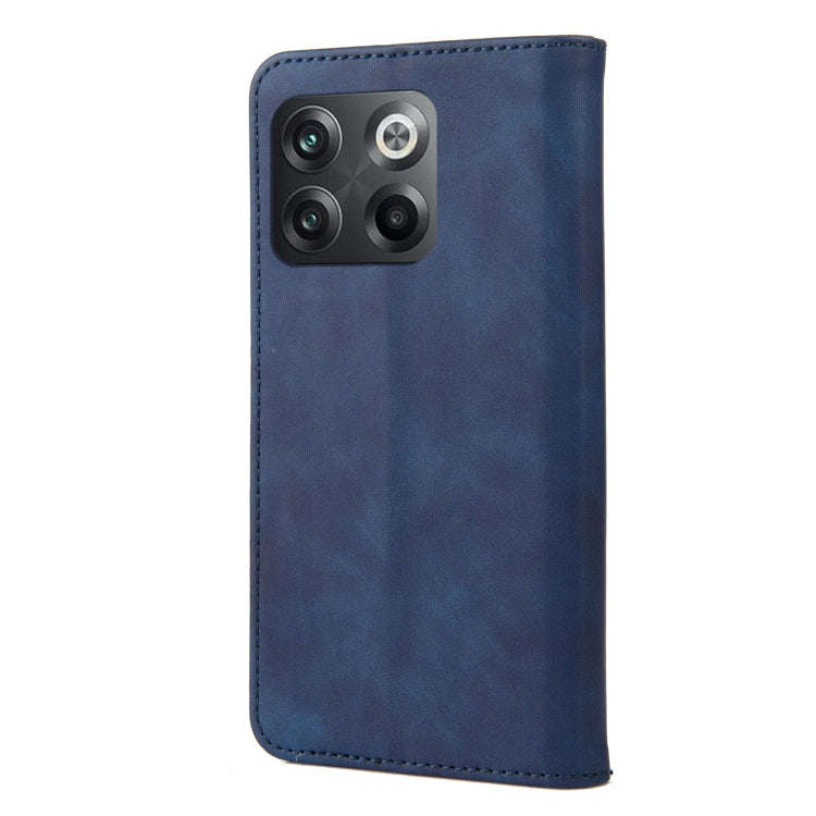 For OnePlus 10T Skin Feel Splicing Leather Phone Case(Blue)