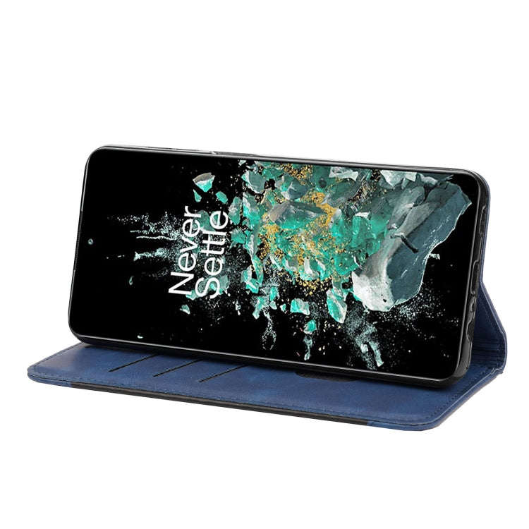 For OnePlus 10T Skin Feel Splicing Leather Phone Case(Blue)