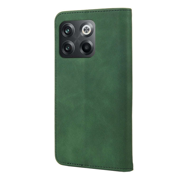 For OnePlus 10T Skin Feel Splicing Leather Phone Case(Green)