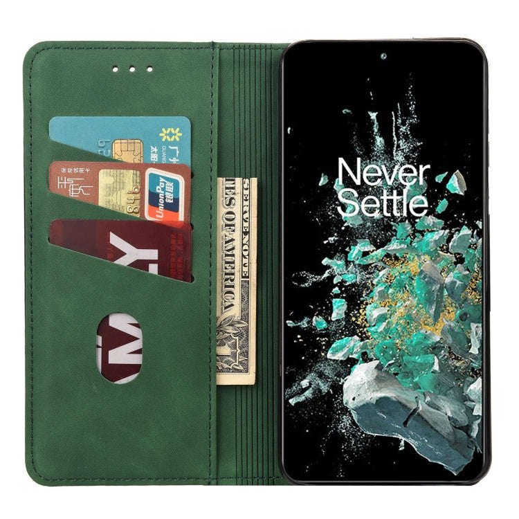 For OnePlus 10T Skin Feel Splicing Leather Phone Case(Green)
