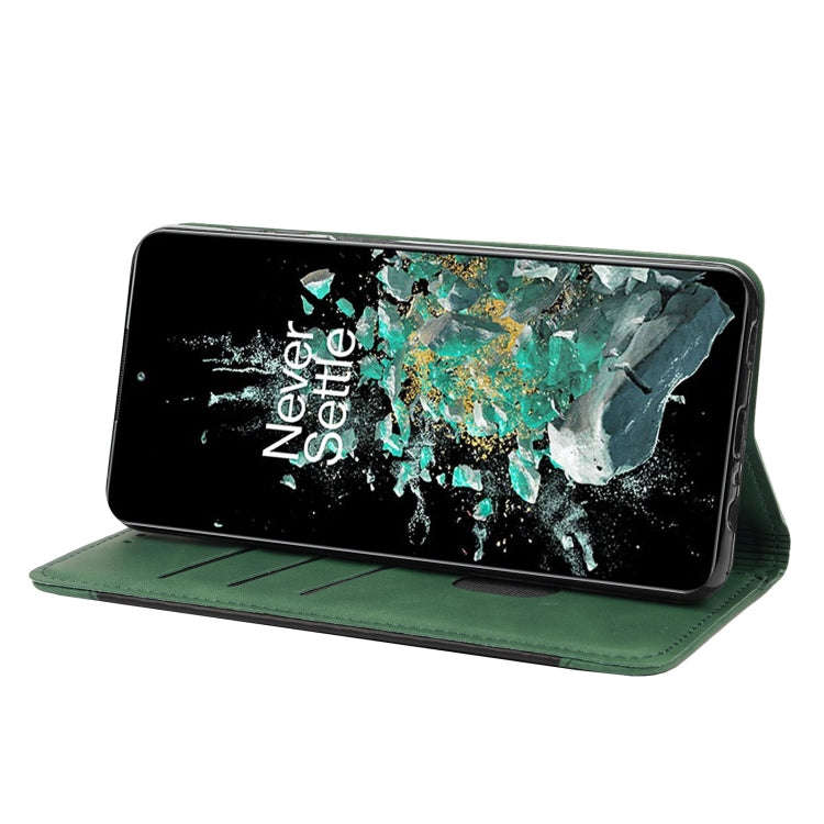 For OnePlus 10T Skin Feel Splicing Leather Phone Case(Green)
