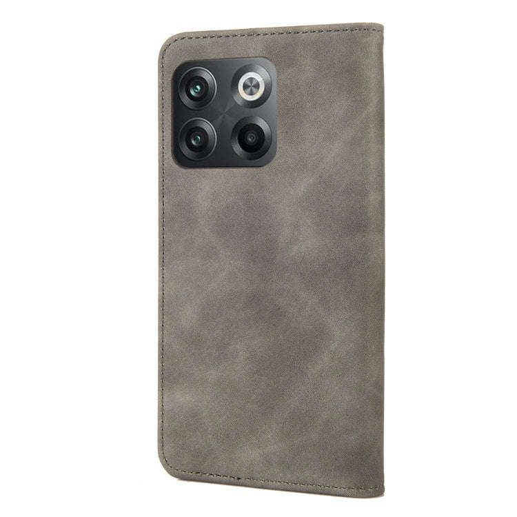 For OnePlus 10T Skin Feel Splicing Leather Phone Case(Grey)