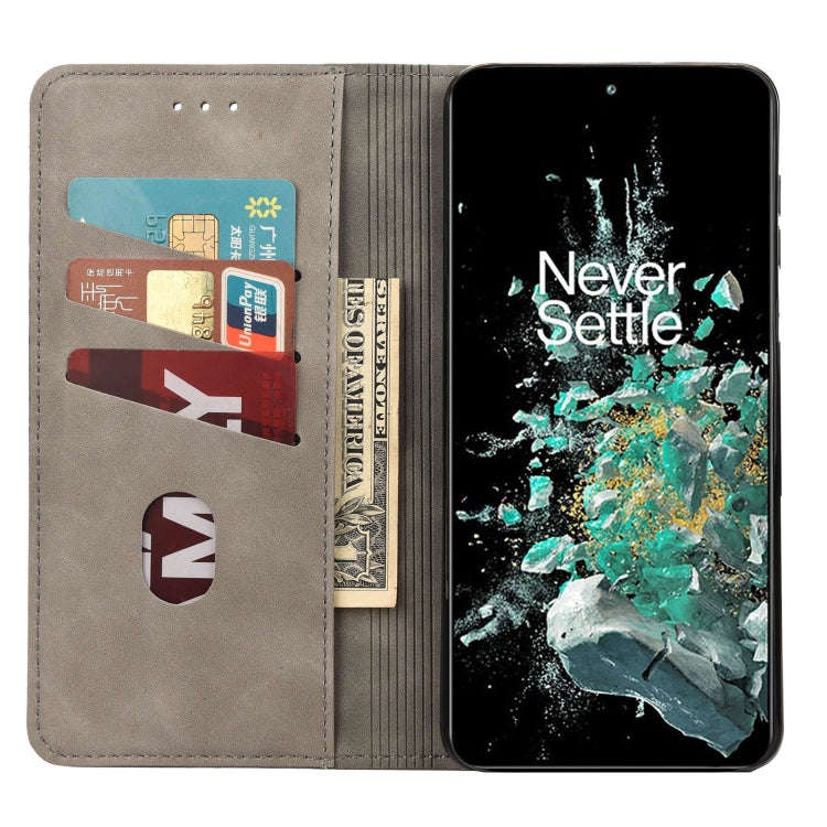 For OnePlus 10T Skin Feel Splicing Leather Phone Case(Grey)