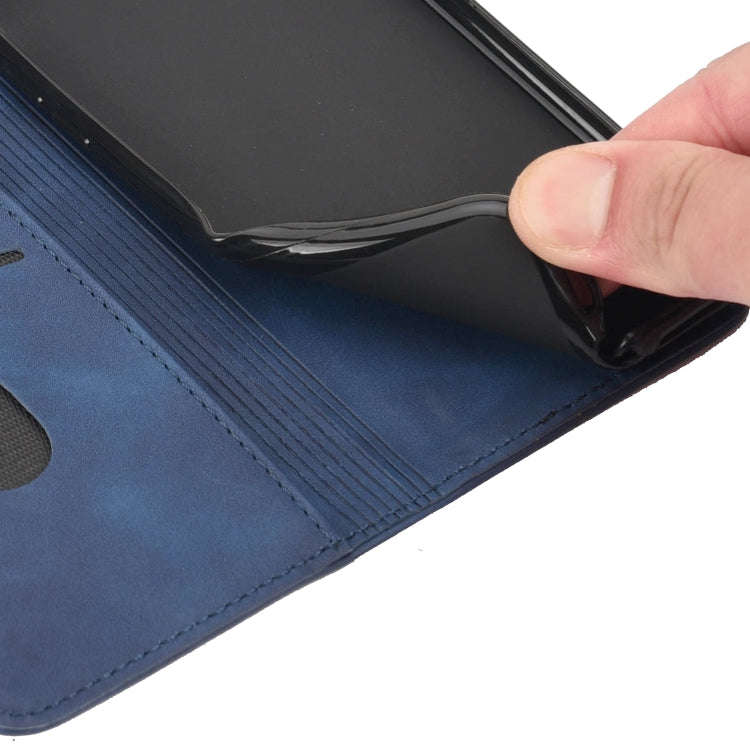 For Asus Zenfone 9 Skin Feel Splicing Leather Phone Case(Blue)