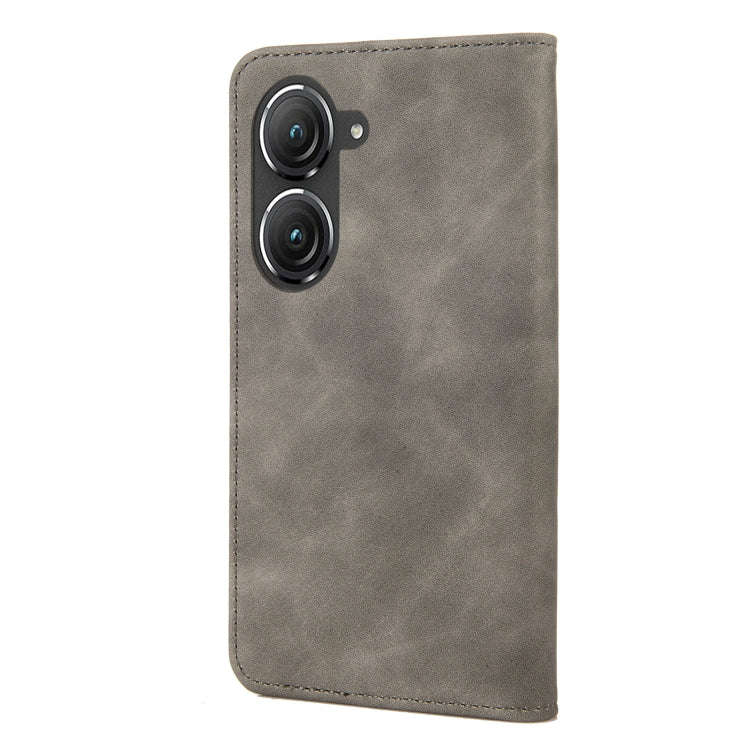 For Asus Zenfone 9 Skin Feel Splicing Leather Phone Case(Grey)